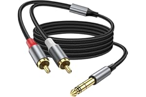 KAYQINHO 1/4" to RCA Audio Cable 10FT, Quarter inch TRS to RCA Audio Cable 6.35mm Stereo Jack to Dual RCA Insert Cable Y Spli