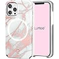 Case-Mate LuMee Halo Light Up Selfie Case for iPhone 12 and iPhone 12 Pro (5G) - Front & Rear Illumination - 6.1 inch - Rose Gold White Marble