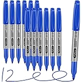 craftinova Blue Permanent Marker Bulk, Fine Point Markers Work on Plastic Metal Wood Glass, Waterproof, Quick Drying,Fade Resistant, No Smear, Perfect for Classroom, Home, Office, 12 Count