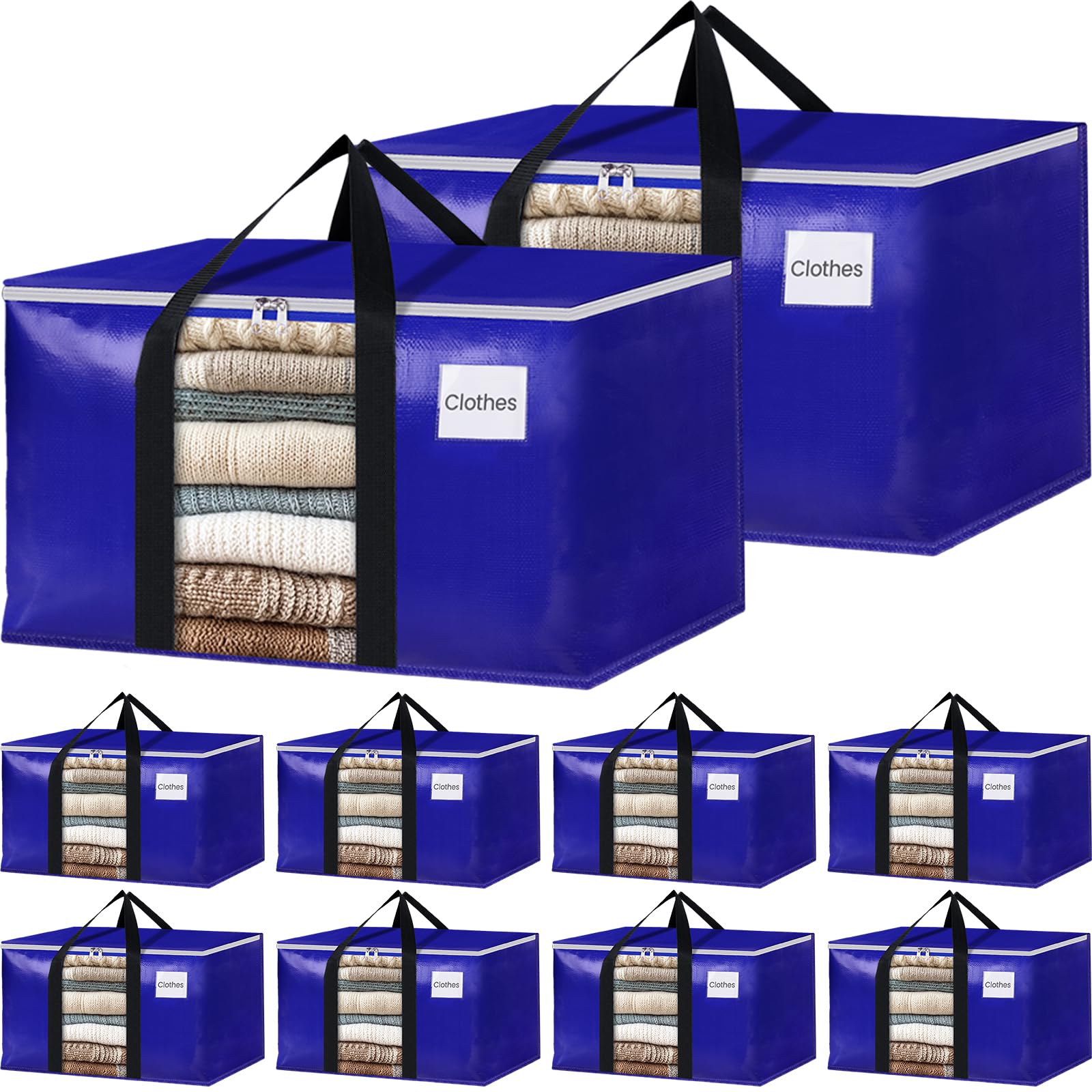 BlissTotes 10 Pack Moving Bags with Clear