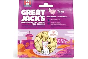 Great Jack’s Cat Treats Pouch Freeze-Dried Turkey Snacks for Your Furry Friends 1 OZ / 28G