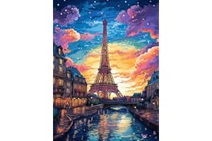 SOTYIOO Diamond Painting Kits for Adults.Iron Tower Diamond Art Full Drill Round Gem Art 5D Diamond Dots Suitable Home Wall Decor 12x16inch