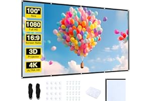 STWUI Projector Screen - 100 inch Projector Screen 16:9 Washable Foldable Portable Projector Movies Screen for Home Theater O