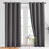 NICETOWN Gray Blackout Curtains for Bedroom 84 inches Long - Thermal Curtains & Drapes Grommet Room Darkening Curtains Noise 