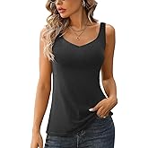 V FOR CITY Women Tank Top with Built-in Padded Bra Adjustable Wide Strap V-Neck Camisole Cotton Cami Shirts