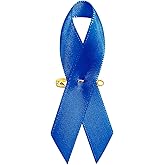 Curvier 100PCS Blue Satin Awareness Ribbons Lapel Pins Diabetes Awareness Ribbon