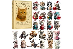 Cat Lovers Advent Calendar 2025, 24 Unique Cat Ornaments for Tree Decor, Christmas Countdown Gift for Ladies, Collector's Fel