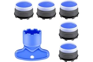 BETACLOS 5PCS Faucet Aerator with 1PCS Faucet Cache Aerator Removal Tool, 21.5mm Sink Aerator Water Saving Flow Restrictor Set Replacement Part for Bathroom or Kitchen Faucet