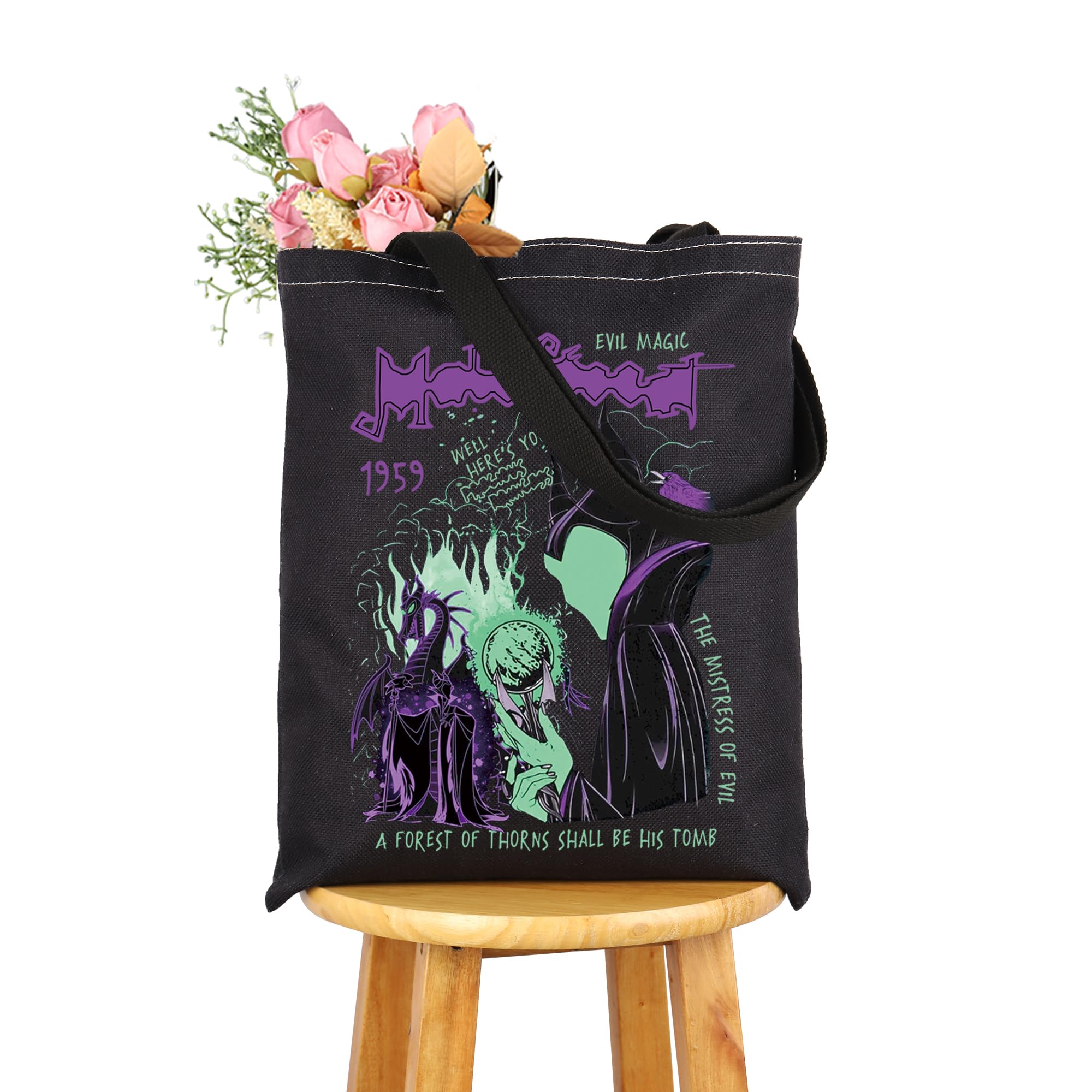 Photo 1 of CMNIM Villains Tote Bag Evils Queen Retro Tote Villains Movie Fans Gift Villains Dragon Shoulder Spooky Halloween Party Favor (Evil Magic Tote Bag)