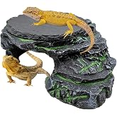 Reptile Basking Platform Gecko Hide Juvenile Beared Dragon Tank Accessories | 9.45"&times;5.31"&times;3.15",Resin,with a rock platform,Box packaging,Turtle habitat accessories,for Lizard Leopard Crested Gecko