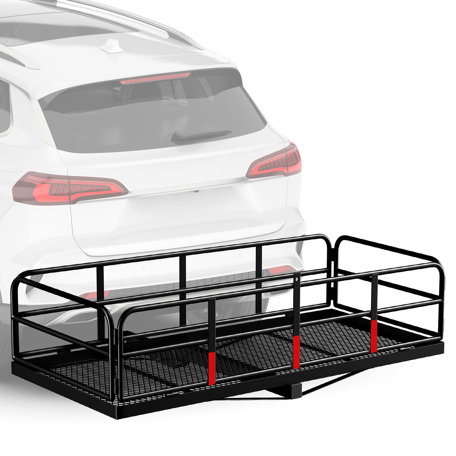 View 1 of *MISSING HITCH*  FORWODE 500 LBS Hitch Cargo Carrier Basket, 60"x24"x14" Folding Hitch Cargo Carrier Rack with High Side Rail for 2 Inch Receiver, Car Rack Rear Luggage Basket for Car SUV Traveling