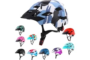 Kids Bike Helmet,Bavilk Kids Helmet Boys Girls Bike Helmets with LED Light Detachable Visor Children Youth Teen Helmet for Skating Cycling Scooter Adjustable & Lightweight 19.7"-22.4"