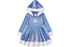Disney Princess Frozen Minnie Mouse Girls Cosplay Christmas Holiday Long Sleeve Hooded Santa Dress for Toddler to Big Kids
