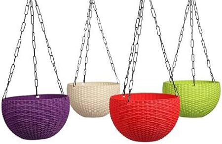 GTB Plastic Hanging Planter, Multicolour, 8.5 Inch, 4 Pieces