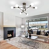 Comely Vintage Sputnik Chandelier 6 Light Bronze E27 Ceiling Lamp Semi Flush view 6