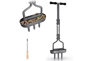 aneeway Lawn Aerator Manual Coring Tool, Aerator Lawn Tool with Soil Storage Basket, 3 Core Tines Plug Aerator & Cleaning Tool, Yard Aeration Tools for Compacted Soil & Lawn Garden Care