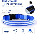 PcEoTllar Light Up Dog Collar Rechargeable Waterproof Adjustable Blue-L view 5