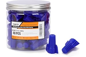 YMYP 40PCS Winged Wire Nut Connector - AWG 14-6 Blue - Insulated Insert Twist Electrical Wire Terminal with Spring, Portable Wire Caps for Quick Connection