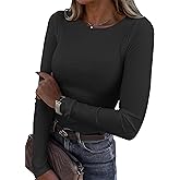 Zeagoo Womens Long Sleeve Crop Tops Basic Slim Fitted Shirts Fashion 2025 Going Out Fashion Tops Teen Girl Clothes