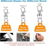 YHYZ Keychain Clips Swivel Set 3 Sizes Lobster Claw Hooks with Rings Silver view 3