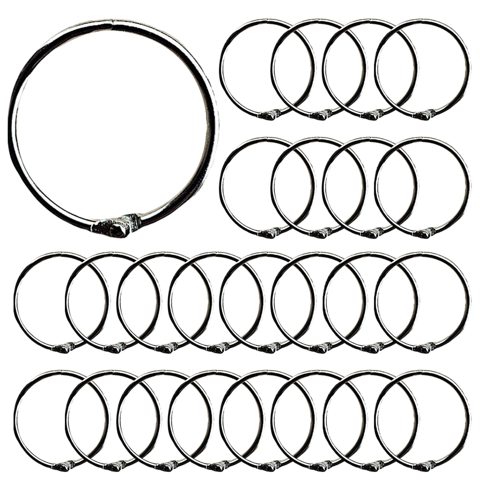 Binder Rings, Loose Leaf Binder Rings, 100 Pcs DIY Craft Practical Metal Book Rings, Open Card Rings for School Home Office(Silver)