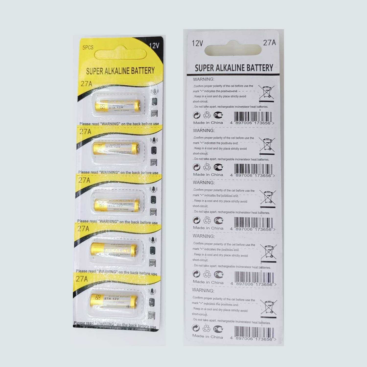 Cotchear 5Pcs 12V 27A Alkaline Battery 27A 12 Volt Batteries 27A 12V 21/23 E23A Alkaline Batteries