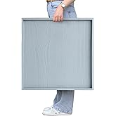 Gurfuy Square Ottoman Table Tray 24" - Rustic Wooden Serving Tray for Farmhouse Decorative Oversized Coffee Table Trays Living Room Kitchen Counter Breakfast Grey