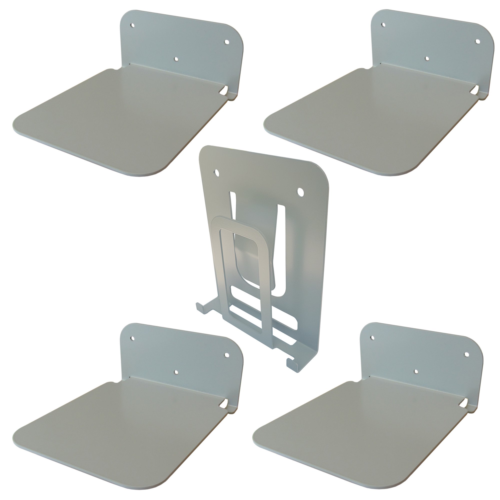 Galleksa Invisible Vertical Concealed Floating Metal Bookshelf Wall Mounted Storage for Home Room Creative Decoration Book Display Silver (4 + 1xVertical)