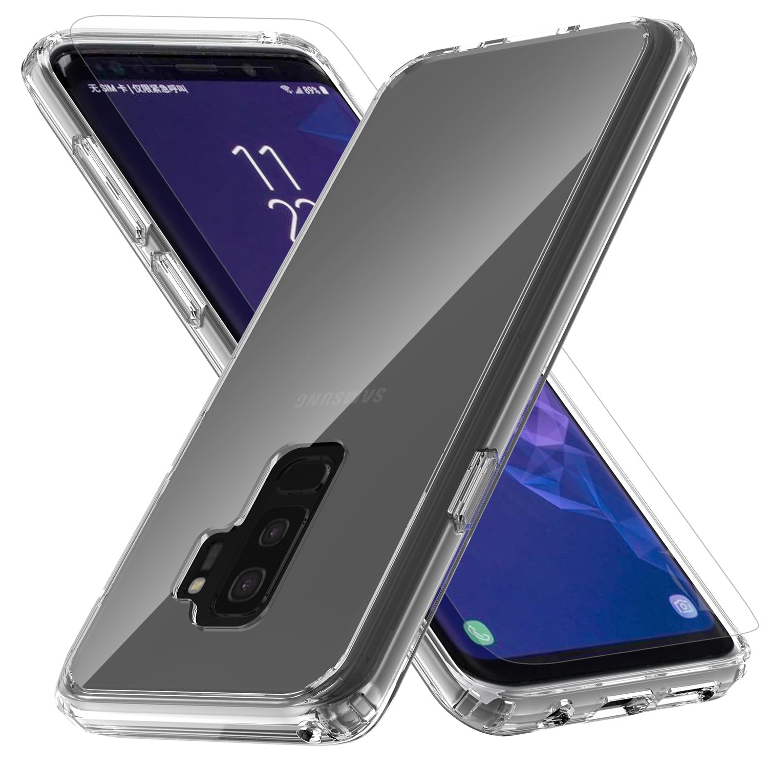 Photo 1 of Jilivock Phone Case Cover for Samsung Galaxy S9 Plus with 2pcs Screen Protector, Shockproof Clear TPU Case for Samsung Galaxy S9 Plus, Premium Minimalistic Phone Cover