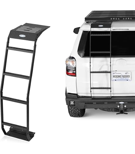 JWWY Toyota 4Runner Tailgate Ladder - Rear Door Extension Rack & Cargo Mount For 2010-2024+ Models (Black Alloy)