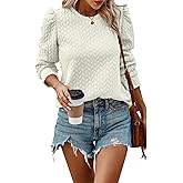 PRETTYGARDEN Women's Puff Sleeve Sweatshirts 2025 Fall Fashion Casual Crewneck Solid Twist Texture Pullover Tops
