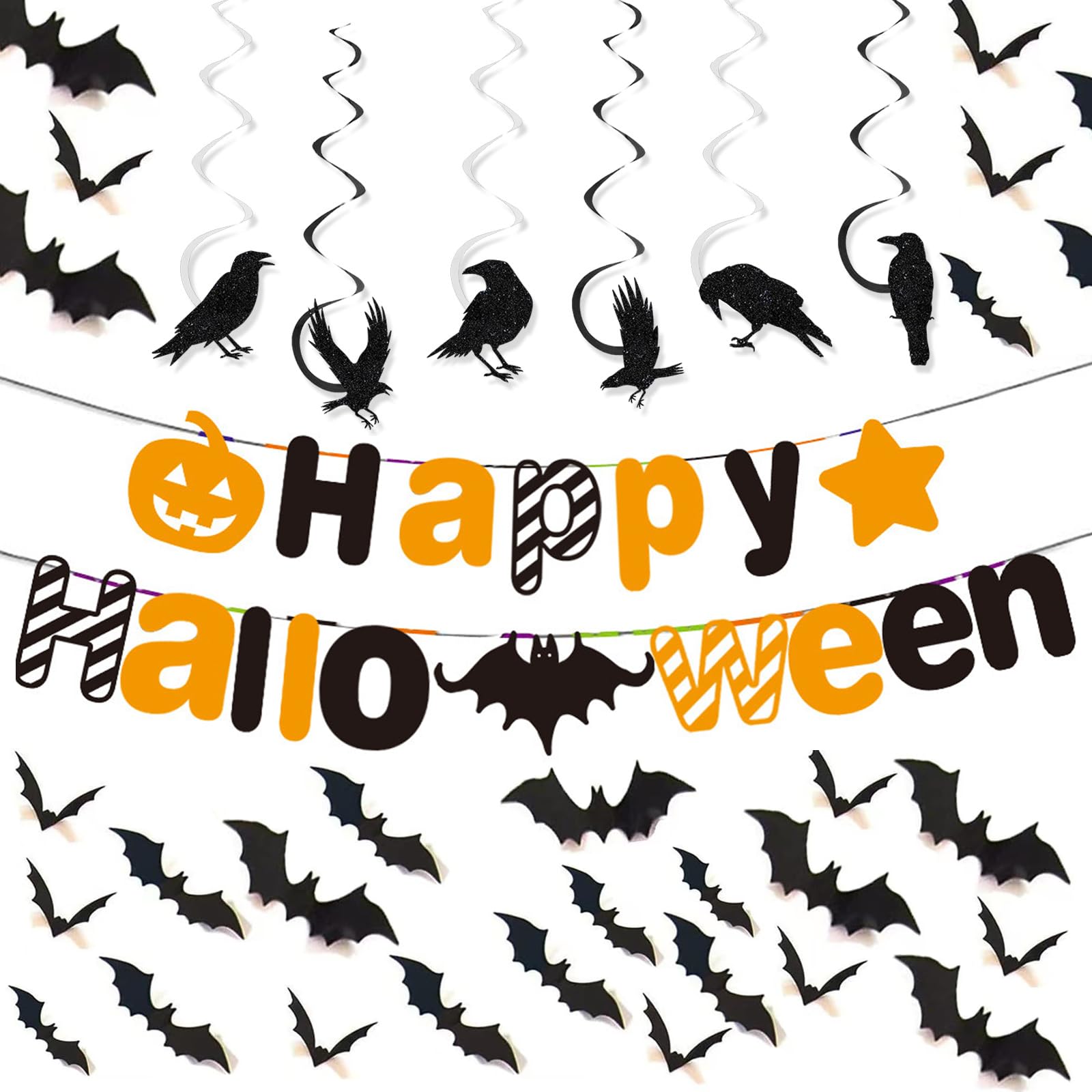 DKDDSSS Halloween Decoration, Happy Halloween Banner, Halloween Party Decoration, Reusable Halloween Decorations, Halloween Balloons, Halloween Party Decorations Indoor, Halloween Banner Decorations