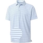 M MAELREG Golf Shirts for Men Moisture Wicking Striped Polo Performance Dry Fit Business Sports Mens Polo Shirts Short Sleeve