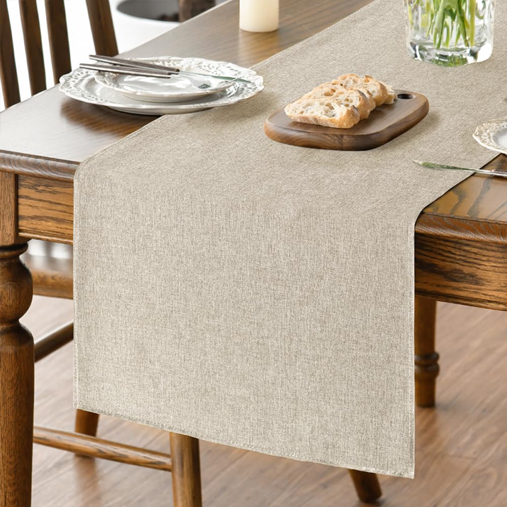 Photo 1 of Artoid Mode Light Brown Table Runner, Seasonal Fall Washable Kitchen Dining Table Decoration for Home Party Decor 13x90 Inch