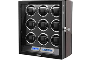 DUKWIN Watch Winder, Watch Winders for Automatic Watches with LCD Touch Screen Display Automatic Watch Box Case with Remote Control for 3/4/6/9/12 Watches