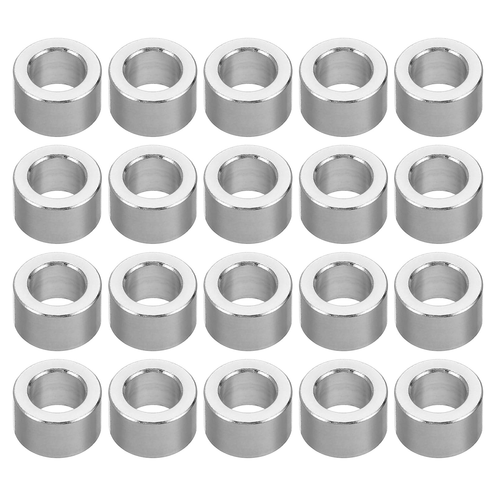 PATIKIL M6 Aluminum Spacers, 20 Pcs Metal Spacer Aluminum Round 6.2mm ID x 10mm OD x 6mm L Thickness Aluminum Spacer 1/4in ID Screw Standoff for 1/4" or M6 Screw Bolts