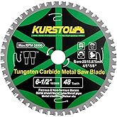 KURSTOL Metal Circular Saw Blade - 6-1/2" TCT Cutting Blade 48T Tungsten Carbide Tipped Blade Arbor 20mm with 15.87mm Washer 