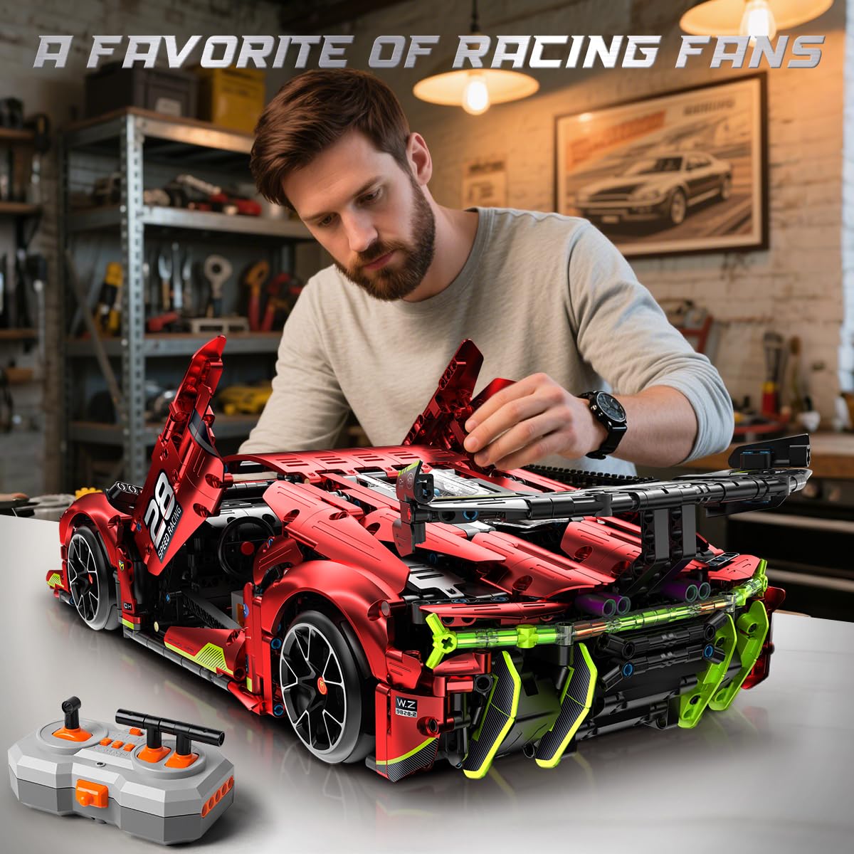 HiWEEGO Technik Ferngesteuerter Auto Bausatz – 1:10 Skala 2.4 GHz Wiederaufladbar Drift Rennauto 1835 Teile Racing Car Modellauto Bauspielzeug für Kinder Teen Erwachsene Männer Sammlermodell Geschenke 6