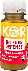 KOR Shots Vitamin D & Zinc Shot - 1.7 Fl Oz - Intense Defense - 100% DV of Zinc and 235% DV of Vitamin D- USDA Certified Orga