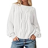 Cicy Bell Womens Oversized Cable Knit Sweaters Crew Neck Long Sleeve Fall Chunky Pullover Casual Loose Fit Sweater Tops
