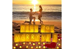 ARIKJ Will You Marry Me Light Up Letters Luminary Bags, Marry Me Sign Banner, Romantic Proposal Decoration Kit with 30PC Bright LED Candles and 2000PC Fake Rose Petals