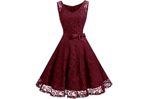 Dressystar Women Floral Lace Bridesmaid Party Dress Short Prom Dress V Neck