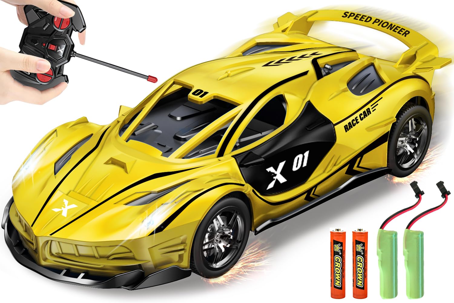 HATFRYF RC Drift Car, Cool Electric Remote Control Car, for Kid Adult Yellow Gifts