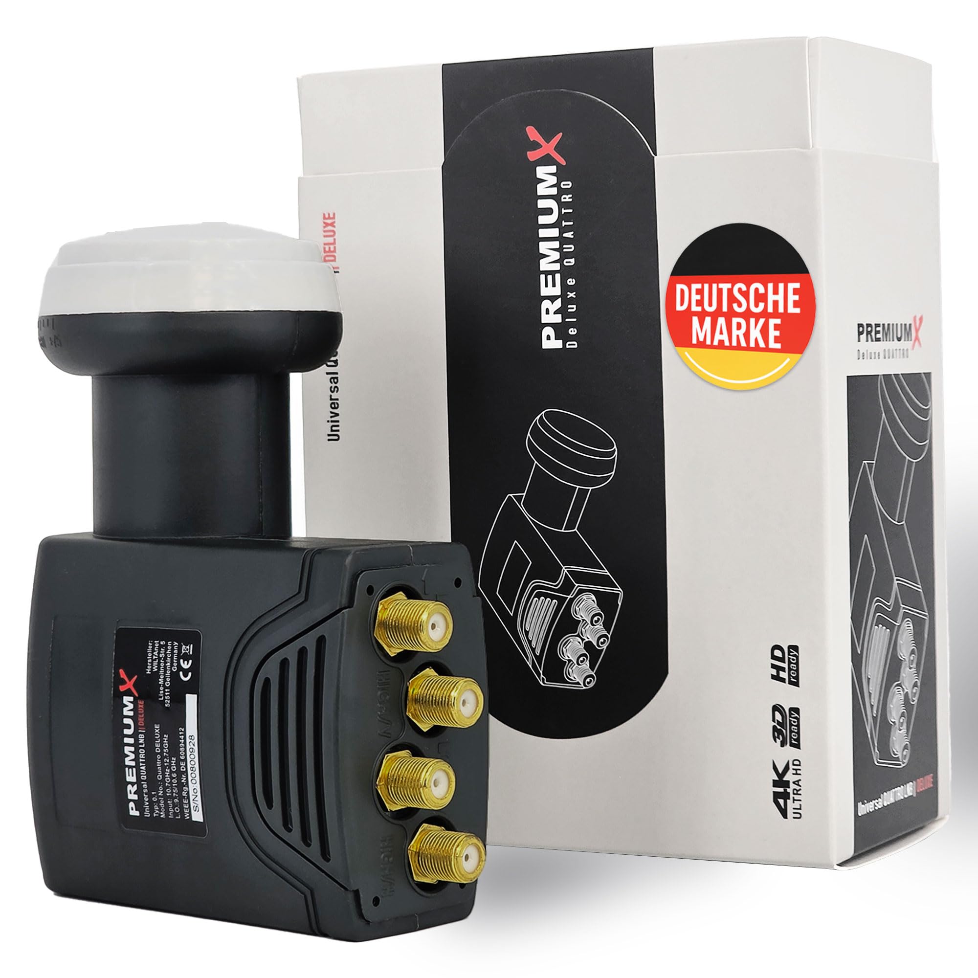 PremiumX DELUXE Quattro LNB SAT multi-subscriber for multiswitch digital satellite signal converter DVB-S2 TV HD UHD 4K