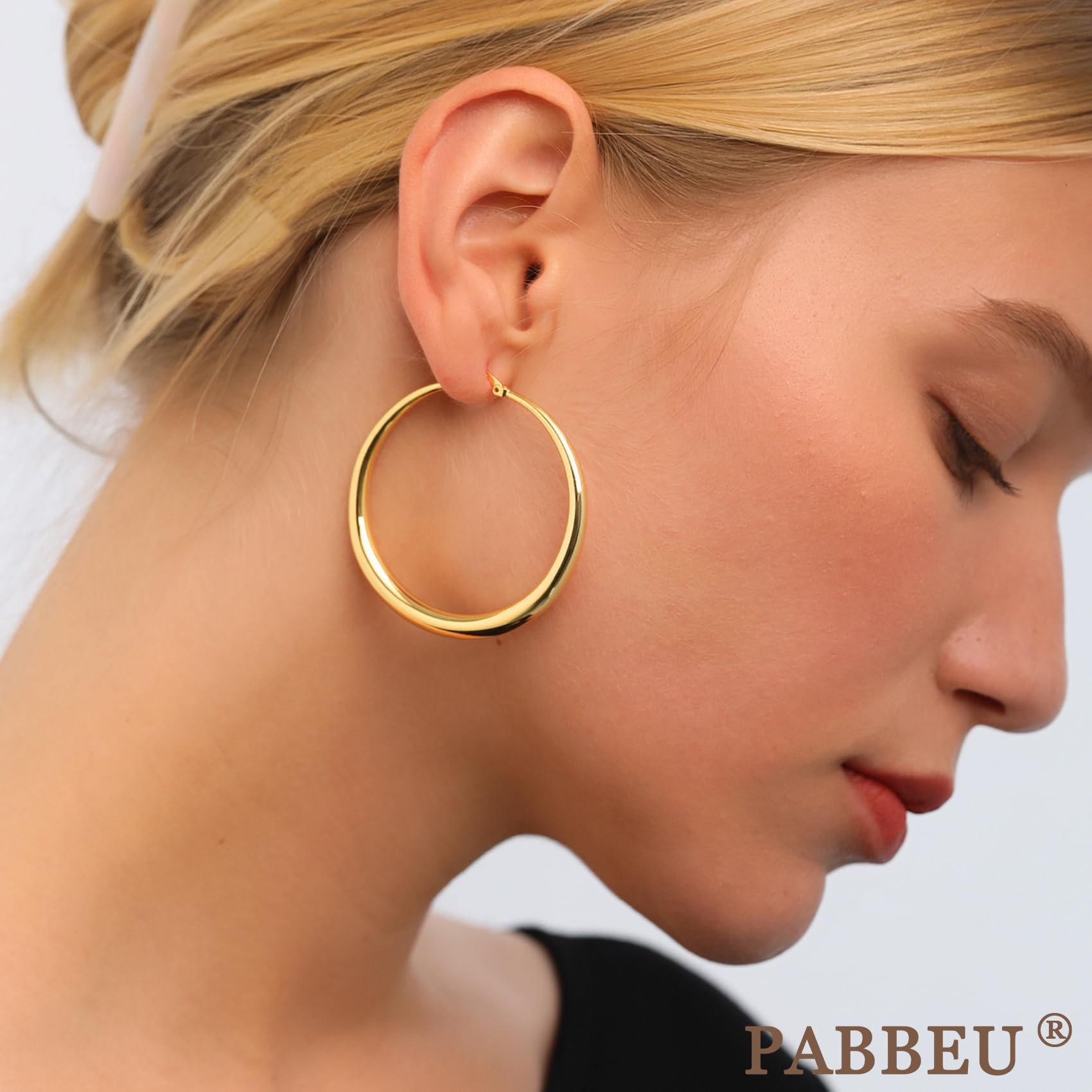 Gold Thick Hoop Earrings