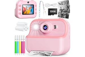 Flooyes Kids Instant Print Camera, Digital Instant Photo Camera for Kids,Toddler Video Camera,Inkless Print Camera Toys with 