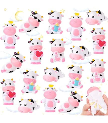 Cholemy 100 Set Mini Moo Cows Cute Rubber Cow Car Gift Bulk