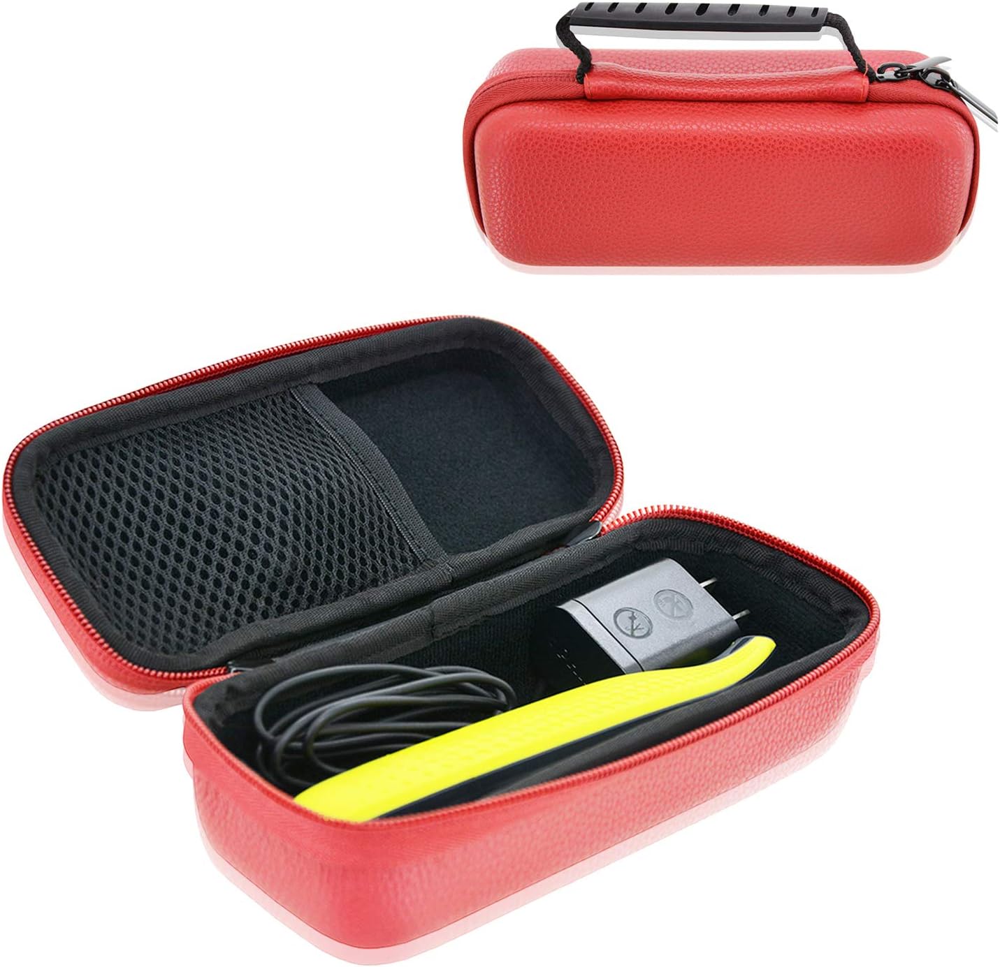 Philips Norelco OneBlade Trimmer Shaver Case, ACdream EVA Hard PU Leather Cover Case Travel Storage Organizer Carrying Bag for Philips Norelco One Blade, QP2520/90 QP2520/70 QP2630/70, Red