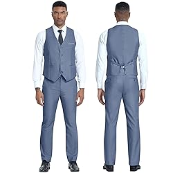 Men's Suits Slim Fit 3 Piece Suit Set Denim Blue