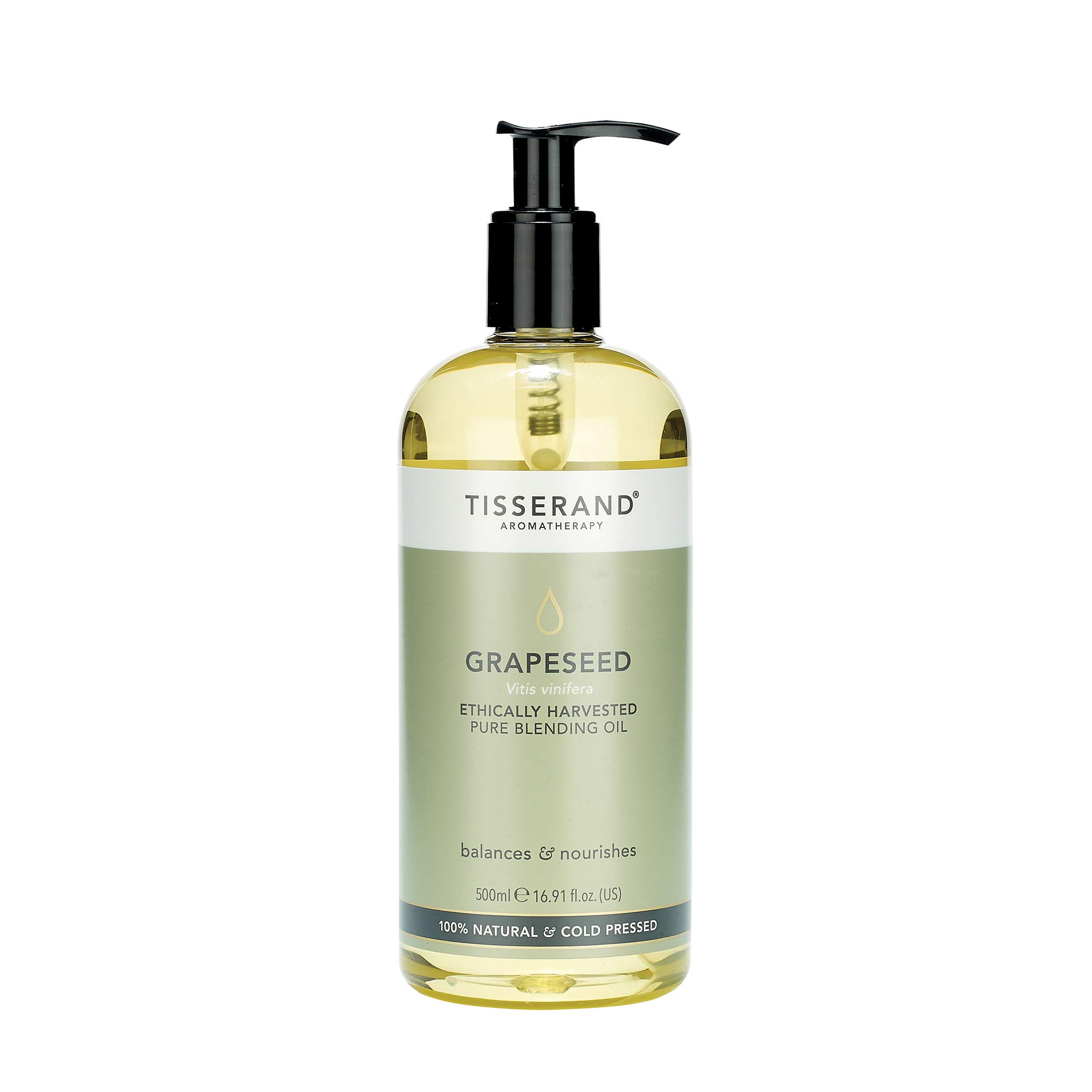 Tisserand - Grapeseed Ethically Harvested Carrier Oil - Face and Body Blending Oil for Mixing - 100% Natural Pure - Balances and Nourishes - With Vitamin C, D and E - 500ml